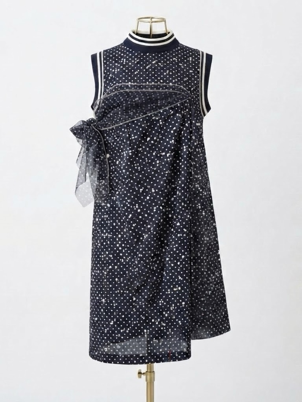 SACAI Polka Dot Tie-Detail Sleeveless Dress